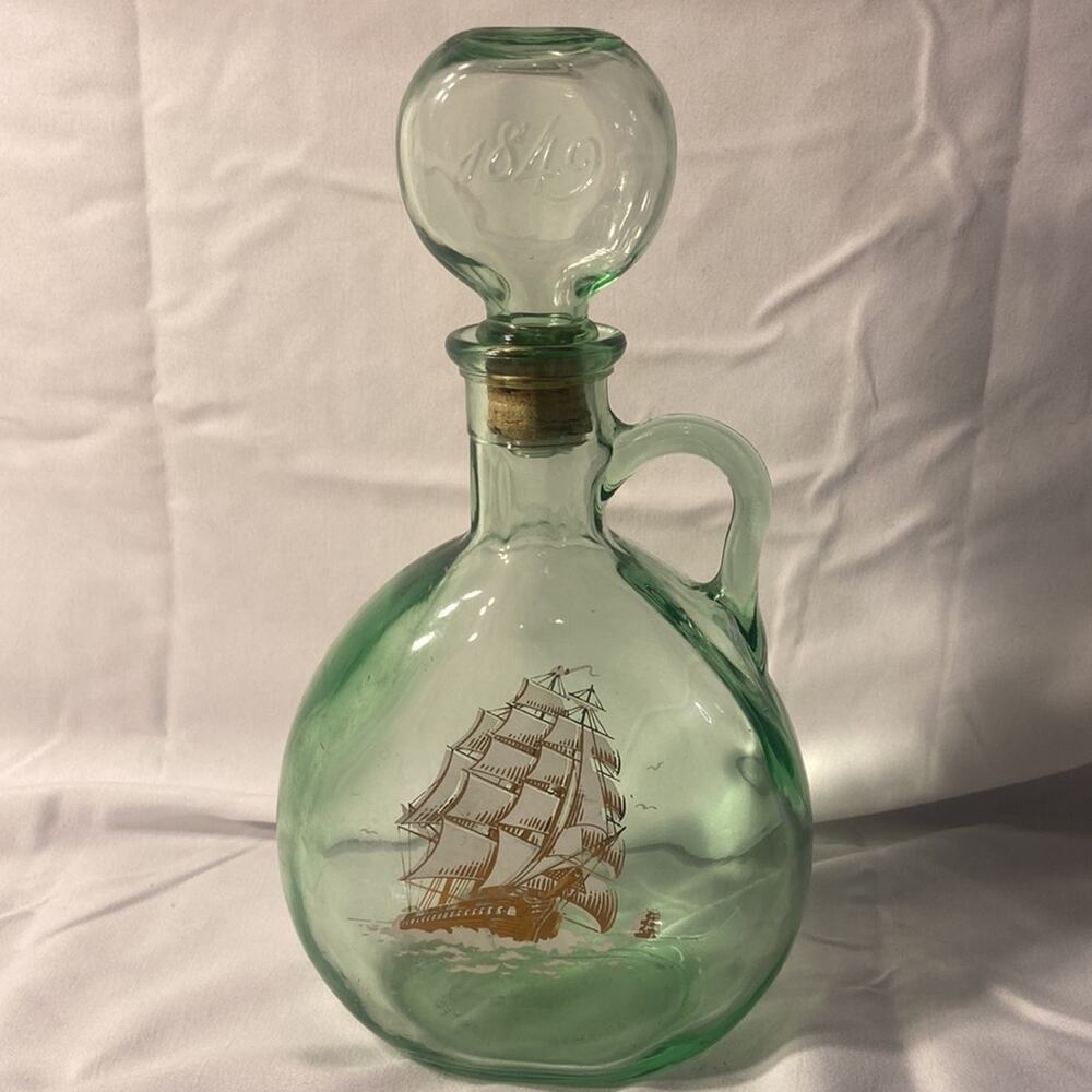 Fitzgerald Kentucky‎ Bourbon Green Blown Glass Decanter.